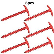 多包装T型塑料螺旋帐篷地钉，帐篷地锚，天幕固定器，适用于露营、徒步旅行、搭建庇护所，帐篷防风配件，户外装备 - 彩色 - 查看 14