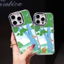Funda para Teléfono - Funda para Teléfono de Pareja con Patrón de Anime 21280C5, Funda para Teléfono con Marco de Metal Electrochapado, Adecuada para 16Promax 16Pro 16Plus 16 15Promax 15Pro 15Plus 15 14Promax 14Pro 14 13Promax 13Pro 17 17Promax 17Air 12 11Promax 11Pro 11  de Moda F17 17promax - transparente - Ver 9