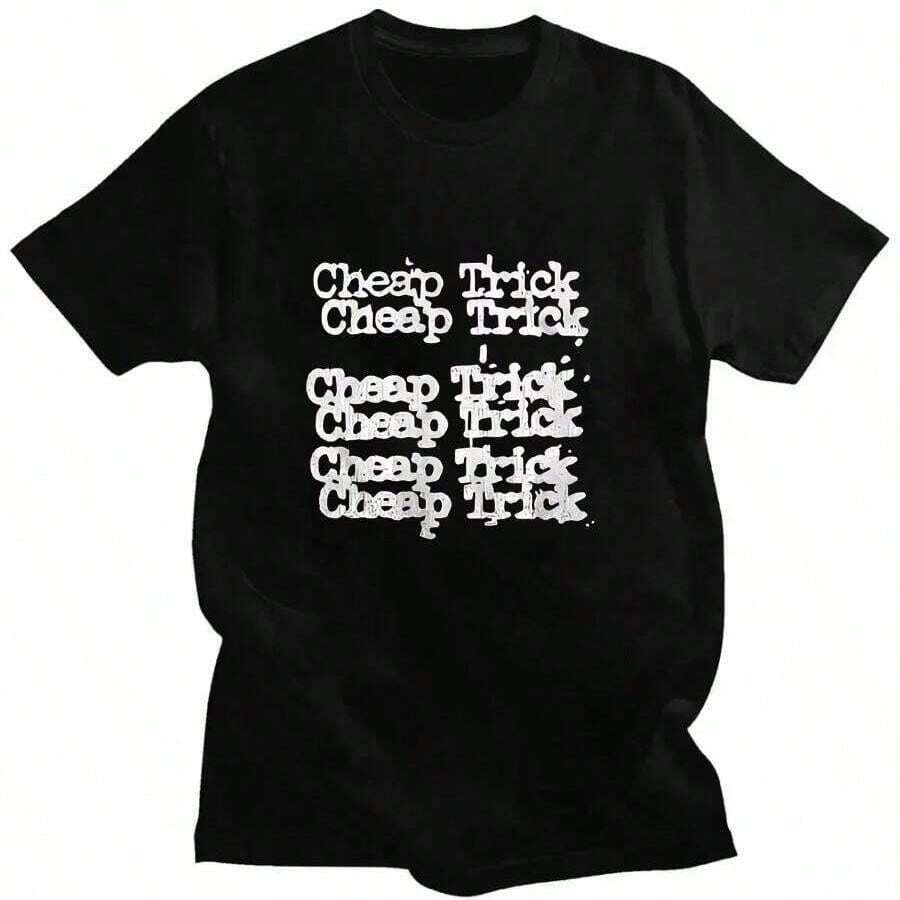 Cheap Trick Band Logo Repeat Men's T Shirt Rock Music Merch - màu đen - Xem 1