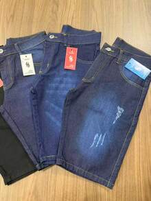 Set Of 4 Men's Light Black/Dark Black Denim Shorts With Elastane, Slim Fit, Direct From The Factory, Premium, Various Washes - Royal Blue - View 6