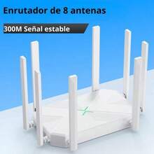 Router Wifi AC1200mbps 2.4/5ghz con 8 Antenas de Fuerte Señal - Blanco - Ver 1