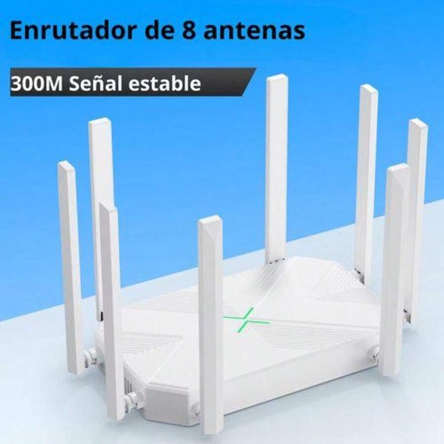 Router Wifi AC1200mbps 2.4/5ghz con 8 Antenas de Fuerte Señal - Blanco - Ver 1