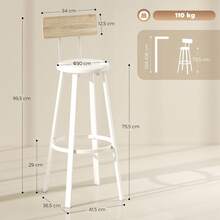 HOMCOM Barstools - White - View 7