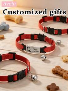 Ayotu Collar personalizable para gatos, se puede grabar el nombre, número de teléfono y 26 patrones de letras, ajustable, suave y cómodo, collar/accesorio para mascotas duradero - Multicolor - Ver 5