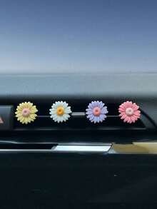 4 قطع من عطر فتحة تهوية السيارة بزهور الخوخ والكرز اللامعة، رائحة منعشة (تشمل 4 وسادات عطر الأزهار) - متعدد الألوان - مشاهدة 4