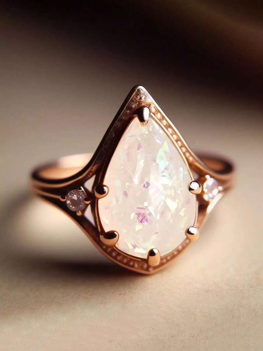 1枚优雅立方氧化锆戒指，女士款，适合婚礼、订婚、周年纪念、派对、情人节等场合佩戴。 - 1# - 查看 1