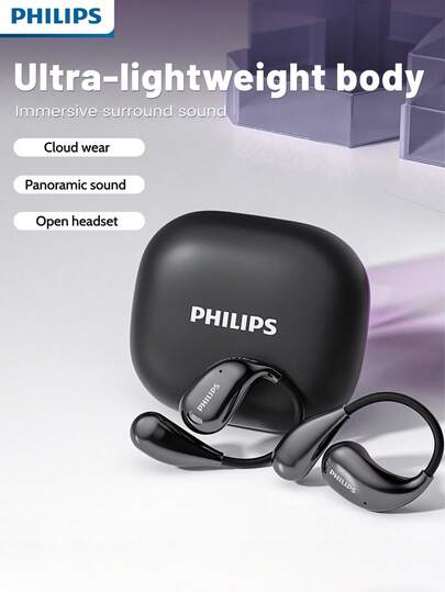 PHILIPS 新款飞利浦真无线立体声耳挂式耳机，低延迟、低功耗，自动开机，符合人体工学设计，双接口连接，内置麦克风，适用于安卓/iOS智能手机系统，型号TAT2769