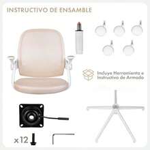 MAGMALIFE Silla de Oficina Natti Ergonómica con Respaldo de Malla Transpirable Altura e Inclinación Ajustables Reposabrazos Abatibles 90° Ruedas 360° Silenciosas y Base Reforzada Soporta 150 kg - Beis - Ver 7