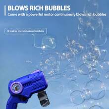 Kids' Bubble Gun, Includes 3 Refill Bottles And AA Batteries, Suitable For Children Aged 3 And 4-8. A Party Favor, Summer Toy, Outdoor Activity, Easter Gift, Or Birthday Present. - 1 Purple Item (Refill Solution *2 + AA Batteries) - View 8