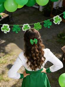 2 chiếc nơ cài tóc hình cỏ ba lá ngày lễ Thánh Patrick cho nữ và bé gái, nơ trang trí đính hạt vàng, kẹp cá sấu, kẹp tóc hình cỏ ba lá đơn giản, kẹp tóc dự tiệc tinh tế, kẹp tóc màu xanh lá cây, phụ kiện tóc cho nữ, kẹp càng cua, phụ kiện đội đầu. - màu xanh lá - Xem 3