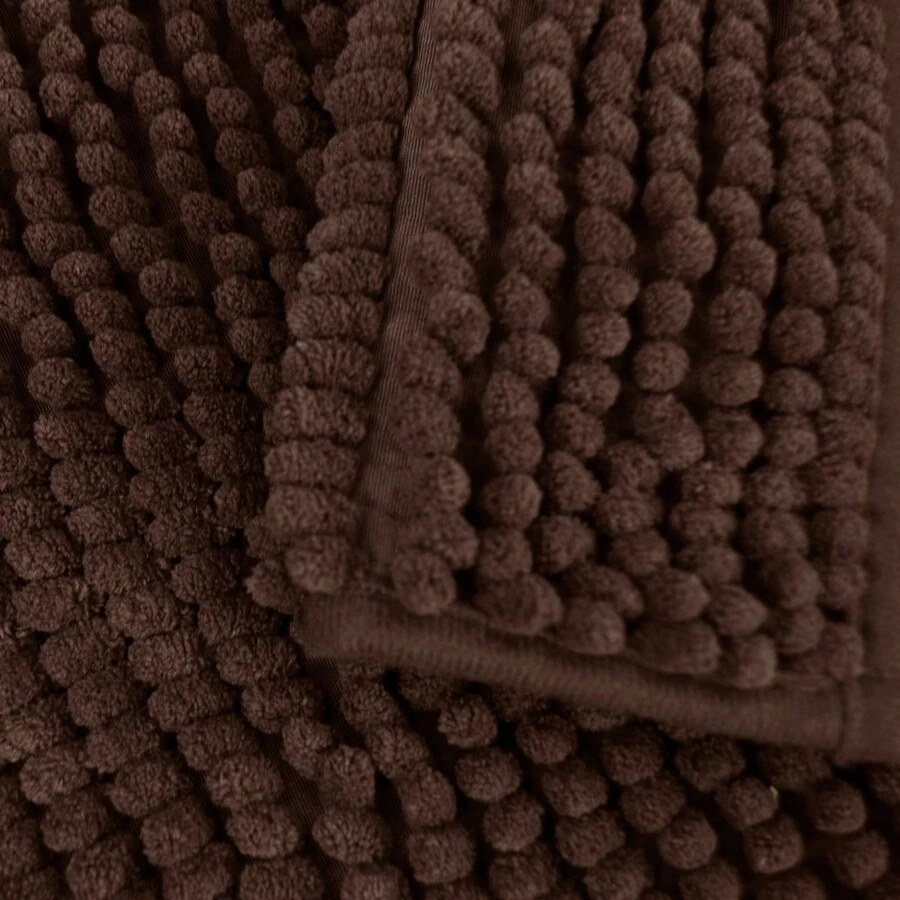 Set Of 3 Popcorn Bathroom Mats, Non-Slip, 38x58cm, Microfiber Chenille With Polka Dots, Super Soft And Absorbent, For Shower Exit. - 棕色3件套裝 - 查看 1