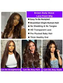 ZHENDEFA 360 Degree Full Lace Frontal Wig, Pre-Trimmed Wavy Hair, #4 Brown Lace Front Wig, 200 Density High Definition Transparent 360 Degree Lace Frontal Wig For Women - S4 - View 6