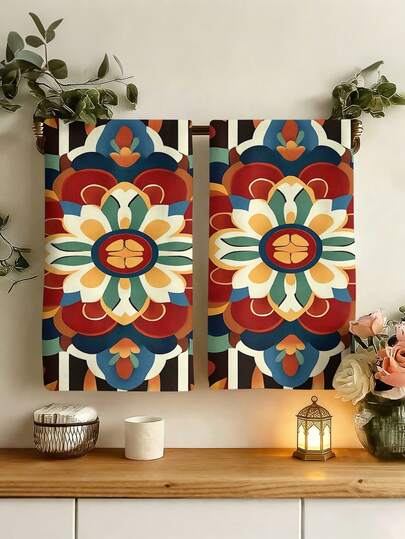 2pcs/4pcs Bohemian Pattern Kitchen Towels, Bohemian Pattern Bathroom Towels, Bohemian Outdoor Party Towels, Bohemian Home Decor, Bohemian Kitchen Decor, Modern Style, Quick Dry, Super Soft Microfiber Material, Rectangular, 15.75IN*23.62IN/40*60CM Digital Printing Pattern, Suitable For Outdoor Party Decoration, Bohemian Holiday Gifts