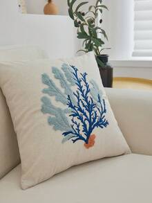 LCUHPCL 1 buc. Față de pernă decorativă cu tematică oceanică, brodată 3D, corali și scoici, decor fermecător pentru casă, potrivit pentru sufragerie, canapea, dormitor, mașină și diverse medii, primăvară/vară - Multicolor - Vizualizare 6