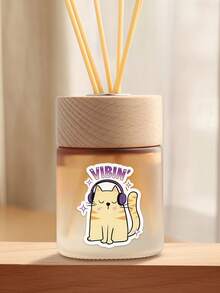 4/1 Piece Interesting Headphone Cat "VIBIN" Sticker - Fashionable And Fun Stickers Suitable For Laptops, Phones, And Water Bottles. The Perfect Gift For Cat Lovers And Music Enthusiasts! - Multicolor - View 6