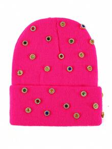 1顶男士时尚彩色水钻纯色针织帽，适合秋冬季日常佩戴保暖 - A - 查看 3