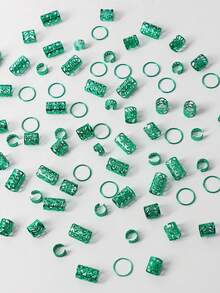 80件套混合绿色脏辫发夹套装，夏季海滩度假发饰，辫子装饰，个性化街头派对辫子发夹，女士发夹，节日辫子发饰，金色发饰，哥特Y2K秋季发饰，女士发饰 - 綠色 - 查看 2