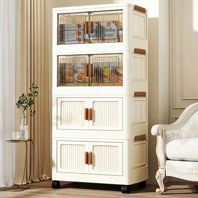  Stackable Storage Bins With Lid - Premium Plastic Storage Containers For Garage Storage & Toy Storage, Magnetic One-Hand Closure Quiet Wheels, Tool-Free Assembly Dustproof Bins, Multi-Space Storage Container For Home Office Dorm Organization