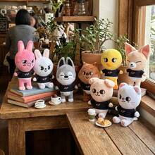 Cute Style Star Idol Plush Doll, Cute Cartoon Animal Stuffed Toy With Black Shirt, Fan Collection Gift, Valentine's Day Gift - 彩色 - 查看 2