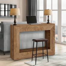 Mesa Consola de Entrada Estilo Granja (Farmhouse), Mesa Sofá Estrecha de 119.38 cm con Estante de Almacenamiento, Mesa Decorativa Industrial Moderna para Sala de Estar, Pasillo y Vestíbulo - Color de la madera - Ver 5