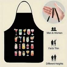 1件创意水果蔬菜、饮料、寿司图案围裙，适合烹饪、烘焙、厨房、庭院烧烤、家庭聚会，创意厨师礼品 - 彩色 - 查看 3