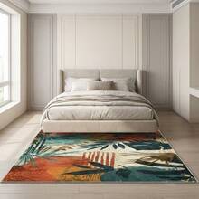 现代风格、复古美式风格、热带植物印花地毯、波西米亚风格。客厅地毯。菱形天鹅绒长方形低绒地毯，压纹细节，装饰性地毯，适用于客厅、卧室及四季家居装饰。柔软、易于打理、可机洗。 - 彩色 - 查看 6