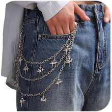 Pants Chain Men Jean Chains Women Y2K Jean Pocket Chain Pants Biker Hip Punk Chains Silver Y2K Jewelry Women Accessory  Fashion Music Festival Concert Cosplay - A11 - Ngôi sao Y2K - màu bạc - Xem 2