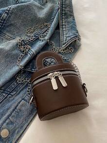 2025新款时尚便携化妆盒包，女士迷你单肩/斜挎包 - 咖啡 - 查看 6