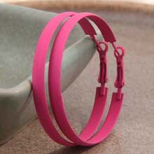 1 Pair Fashionable Glossy Neon Color Hoop Earrings, Suitable For Women's Daily Wear - One Size - View 4