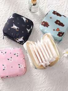 1pc Women/Girls Coin Purse, Tissue Paper Towel Storage Makeup Bag, Travel Pouch, Sanitary Pad Holder, Mini Cosmetic Bag, Sanitary Pad Bag, Back To School Supplies, Travel Essentials, Beach Holiday Vacation Organizer - Multicolor - View 2