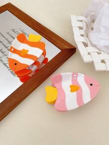 1pc Cute Clownfish Hairpin For High Ponytail At The Back Of The Head, Hair Claw To Secure The Hair, Half-Braided Hairstyle Headpiece Accessory - Multicolor - View 3