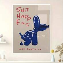 1pc Unframed Contemporary Canvas Poster, Inspirational Blue & Red Printed Artwork, Balloon Dog Print Canvas Wall Art, Artistic Painting Wall Decor, Can Be Given As Birthday Gift, Bedroom, Office, Living Room, Wall Decoration, Home And Dorm Decor Gifts Graduation - Multicolor - View 2