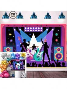 110pcs  Disco-Themed Party Decoration Set - Colorful Balloon Arch Kit With Happy Birthday Banner, Suitable For Birthdays, Christmas, Halloween, And Various Celebrations, Party Decorations | Retro Party Decorations | Durable Party Decorations, Disco Party Decorations, Metallic Pink And Purple Balloons, Party Supplies, Party Decor, Halloween Decorations,Guardianship - 彩色 - 查看 4
