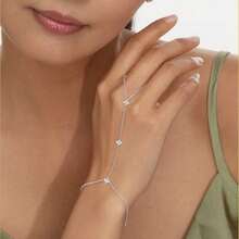 1pc Zirconia Clover Bracelet, Unique & Personalized Gift For Women, 14K Gold Plated Delicate Adjustable Bangle Bracelet Set - Bracelet - View 5