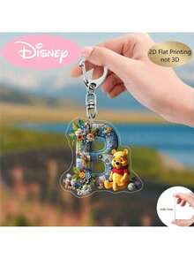 2D刺绣字母钥匙扣，26个A-Z花卉卡通设计亚克力吊坠，带链子，适用于包包、车钥匙、旅行配件、礼品，可爱花卉和维尼熊钥匙扣设计，表面光滑，钥匙扣，装饰钥匙扣，卡通钥匙扣，情人节礼物，粉丝礼物，2D平面礼品（如果产品不透明，请撕掉背面的保护膜） - 彩色 - 查看 29