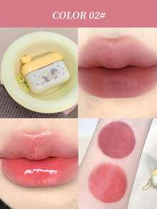 Gege Bear 1pc Matte & Glossy Dual-Tone Lip Cream With Applicator Brush, Moisturizing, Long-Lasting, Natural Finish, Portable Dual-Color - Multicolor - View 11