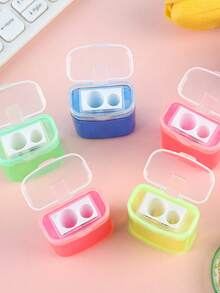 [Customization] 1pc Personalized Double Headed Pencil Sharpener, Customized Double Hole Pencil Sharpener With Different Sizes Of Holes, Eyebrow Pencil Sharpener, Suitable For Back To School Learning Supplies During The New Semester - Multicolor - View 6