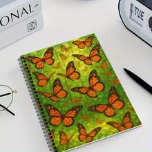 1Pc Vivid Orange Butterfly Nature Art Deco A5 Spiral Notebook For Creative WritingOffice MeetingsSchool NotesTravel DiaryDaily Journal And Other Scenes 64 Pages - Black - View 4