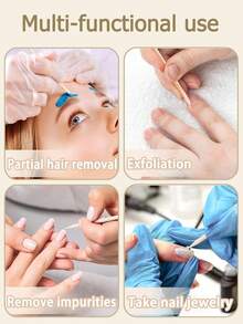 200/100/50/5支装多功能卸甲棒，适用于美甲和美容。短款，橙木材质。双头设计，多功能。适用于卸甲、按压美甲图案和去除死皮。 - 香檳色 - 查看 3