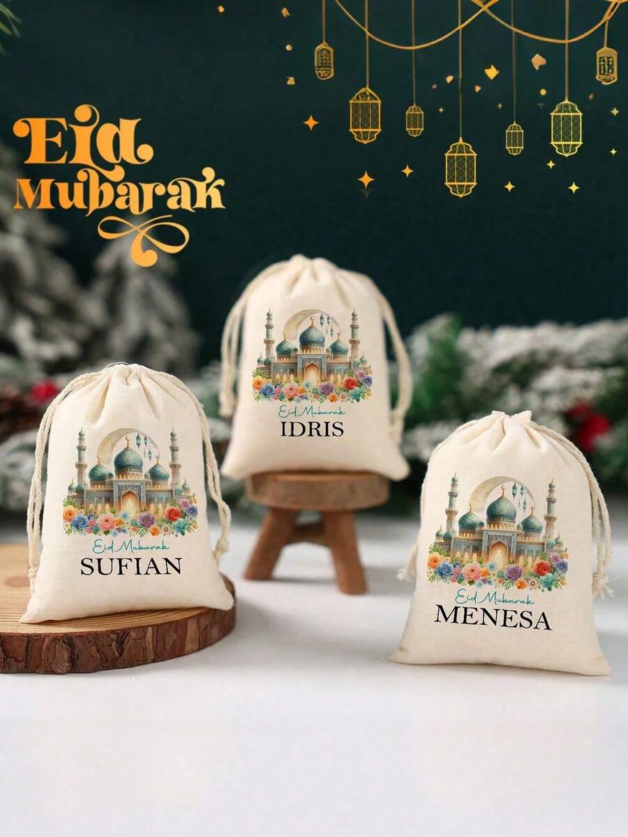 1pc Personalized Ramadan Gift Bag, Customizable Name Ramadan Gift Bag, Gift Bag, Essential For Eid Mubarak, Eid Al-Fitr Gift Bag Available, Creates Warm Atmosphere, Home Renewal, Harmonious Home, Fashionable Design - Multicolor - View 1