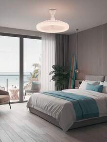 Ventilador Lámpara LED 30 Watts Alta Potencia e Iluminación Abanico con Socket con una Rotación de 360 Grados Multifuncional con 3 Tipos de Iluminación Luz Blanca Fría, Luz Neutra y Luz Cálida Control Remoto Aromaterapia Frescura Ideal para el Hogar - Blanco - Ver 5