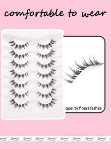 7 Pairs Manga Invisible Band Segmented Lashes 3D Clear Band Lashes Natural Look Wispy Mink Eyelashes Cosplay Manga Cat Eye Lashes - Spiky Manga Lashes - View 3