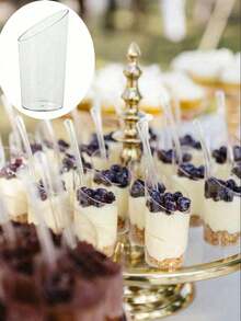 10个装塑料斜边60毫升慕斯杯、甜点杯、一次性塑料杯、蛋糕杯 - 彩色 - 查看 9