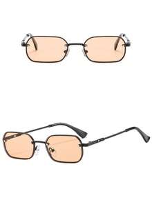 Black Retro Square Frame Fashion Glasses, Suitable For Daily Wear - Black - View 2