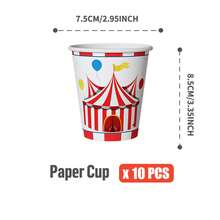 100/25/10pcs Circus Carnival Disposable Plates Napkins Cups, Disposable Party Supplies Set, Suitable For 25 Guests, Disposable Paper Plates Party Tableware Suitable For Birthday Wedding Theme Party Family Picnic - Multicolor - View 8