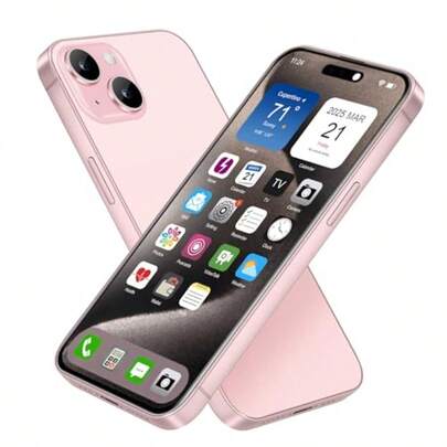 Dummy Fake Phone Model Looks Like The Real Phone Dummy Compatible With Phone 15 Prank Stuff Decoy Pear Non-Working Toy Phone 15 For Pink Rainbow Front