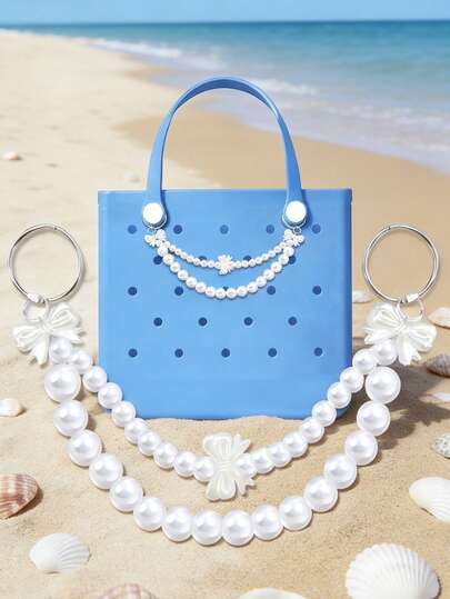 Perforated Bag Accessories, Beach Bag Decorations, Bag Accessories, Travel Accessories, Travel Essentials; Pearl Chain Jewelry Pendant, Suitable For Beach Tote Bags, Decorative Pendants, Suitable For Travel And Outings, Durable, Waterproof, Wear-Resistant, Easy To Clean, Reusable.