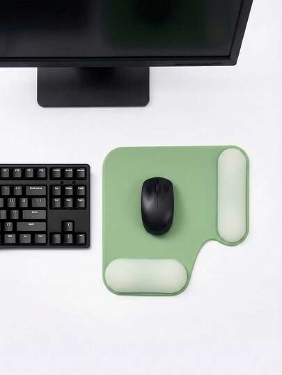 แผ่นรองเมาส์ข้อมือคู่ แบบเรียบง่าย ไล่สี ซิลิโคน รองข้อมือสำหรับคอมพิวเตอร์ สำนักงาน แผ่นรองข้อมือ หนา