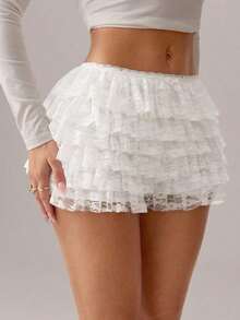 2026 Dresses For WomenSummer;White Lace Ruffle Low Waist ShortsLoose And Comfortablevestidos - Multicolor - View 7