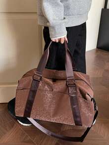 New Fashionable Travel Bag Solid Color Minimalist Niche Design With Sequins Stylish And Cool Suitable For Short Trips Fitness Large Capacity Versatile And Exquisite - Coffee - View 4